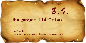 Burgmayer Ilárion névjegykártya